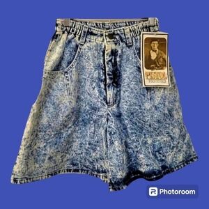 Vtg STUFFED SHIRT 1980s High Waist Acid Stone Wash Denim Cullottes